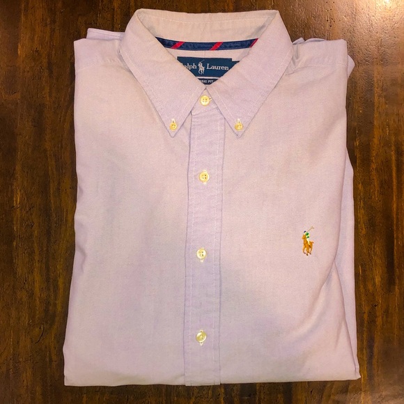 RALPH LAUREN Long Sleeve Purple Pique Button Down Dress Shirt Sz XL - Picture 8 of 9